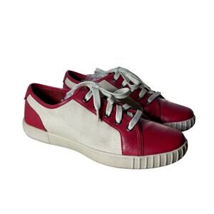 Cole Hann Red Leather & Canvas Lace Up Sneakers Women's Sz 6.5